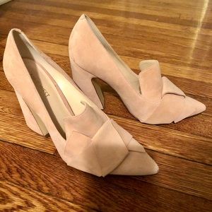 NINE WEST | blush suede hilldao block heels